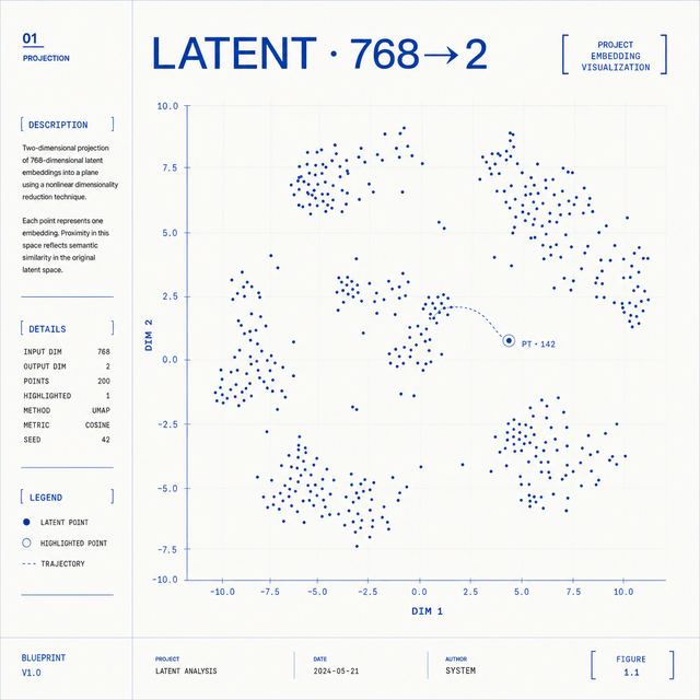 latent scatter · Editorial Blueprint