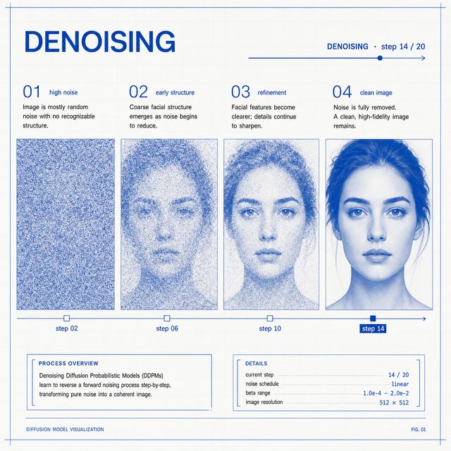 diffusion denoise · Editorial Blueprint